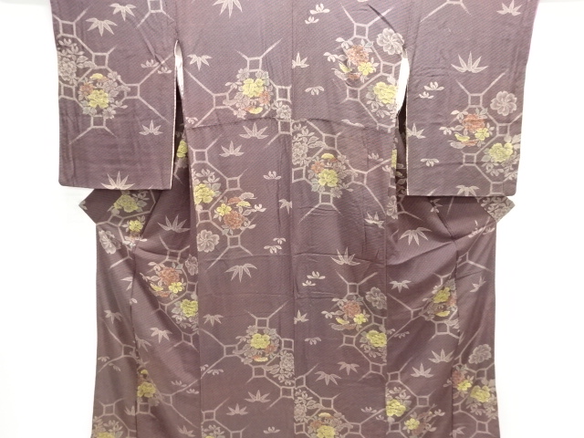 JAPANESE KIMONO / ANTIQUE KIMONO / SILK / KINSHA / FLOWER